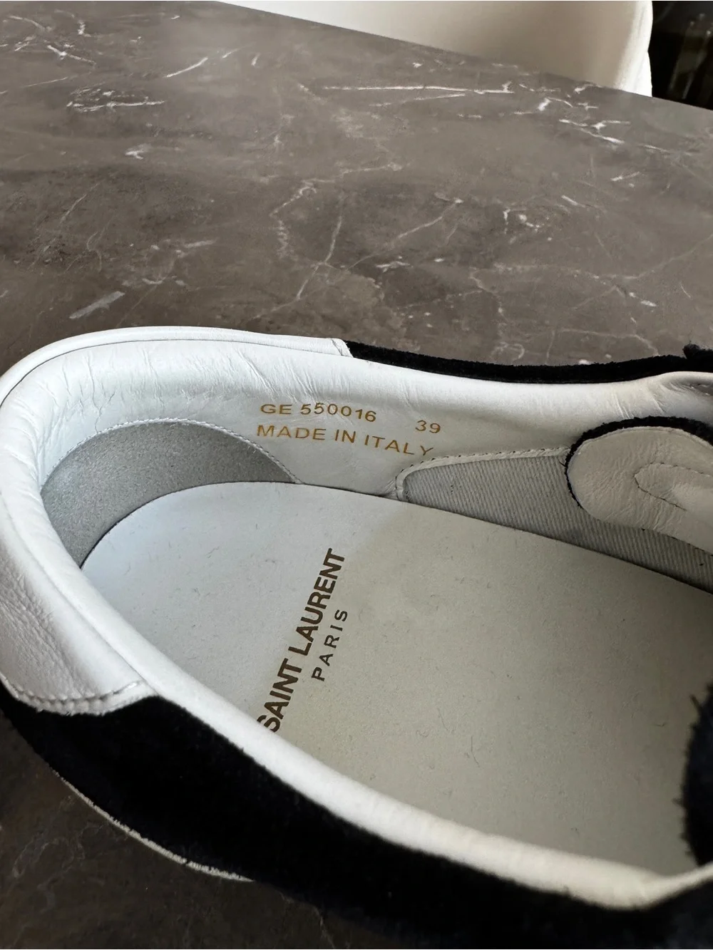Saint Laurent Black and White Court Sneakers - Distressed suede - Picture 6 of 8